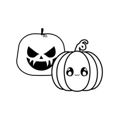 Sticker - halloween pumpkins on white background