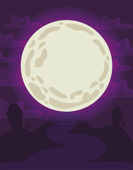 Sticker - creepy landscape of night halloween with full moon