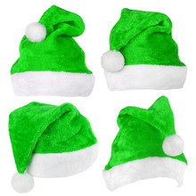 Set Of Green Christmas Elf Hat Isolated On White Background
