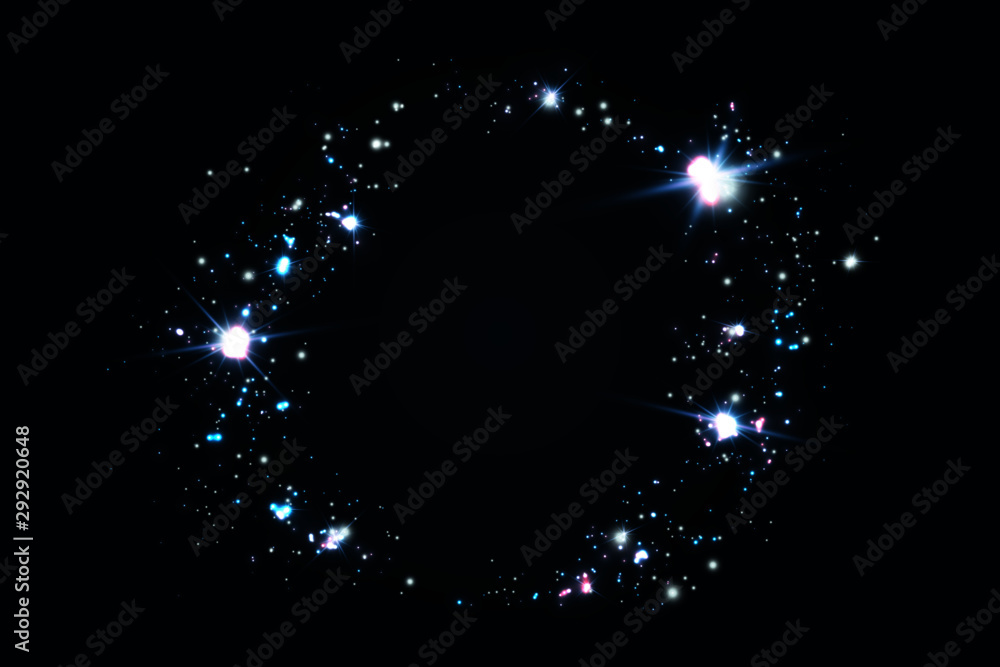 Background of blue stars shining in a ring - obrazy, fototapety, plakaty 