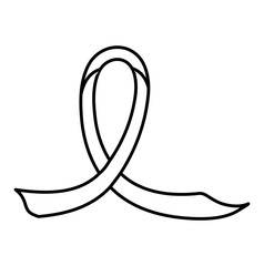 Poster - silhouette of breast cancer ribbon on white background