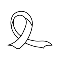 Poster - silhouette of breast cancer ribbon on white background