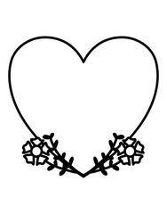 Poster - silhouette of heart with flowers on white background