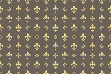 Wallpaper in the style of Baroque. Seamless vector background. Gold and grey floral ornament. Graphic pattern for fabric, wallpaper, packaging. Ornate Damask flower ornament