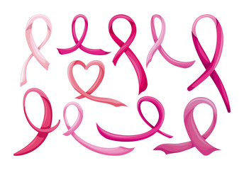 Canvas Print - bundle breast cancer with ribbon pink