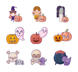 Poster - bundle halloween with set icons