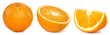 Orange Fruits Isolated On White Background. Orange Clipping Path. Orange Collection