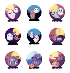 Poster - bundle halloween with set icons