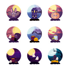 Poster - bundle halloween with set icons