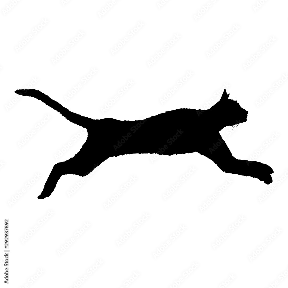 Running Cat SIlhouette. Vector Black Feline Logo. Stock Vector | Adobe Stock, image size:1000x1000