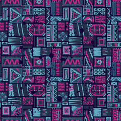 Abstract seamless pattern for girls, boys, clothes. Creative background with dots, geometric figures triangle. Funny wallpaper for textile and fabric. Fashion style. Colorful bright