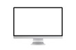 © Flash Vector - Modern design of realistic monitor screen mockup. Trendy thin frame display in silver metal body vector illustration.