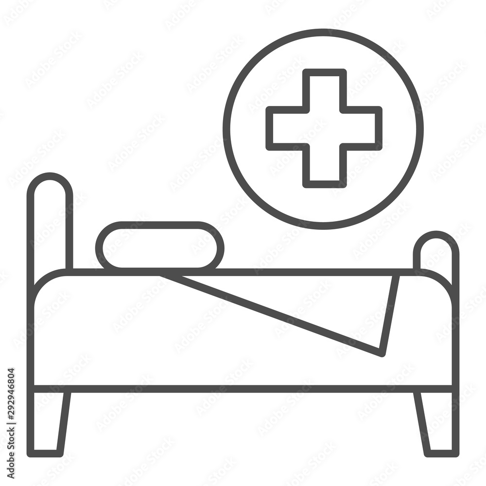 Hospital bed thin line icon. Hospital ward vector illustration isolated on  white. Rehabilitation outline style design, designed for web and app. Eps  10. Stock Vector | Adobe Stock, image size:1000x1000