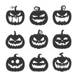 set of black halloween pumpkins