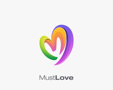 Abstract Love And Letter M Combination Logo Design Concept.