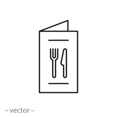 Wall Mural - menu restaurant icon, thin line symbol on white background - editable stroke vector illustration eps 10