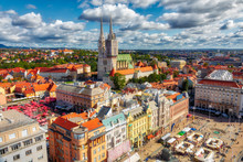 Ban Jelacic Square. Aerial View Of The Central Square Of The City Of Zagreb. Capital City Of Croatia. Image