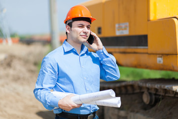 Wall Mural - Portrait of worker in a construction site