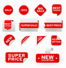 Shopping sales and discounts promotional labels vector set