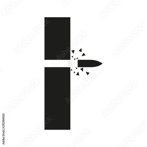bullet shot smashed the walls on white background. Poster or flyer design con...