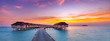© icemanphotos - Amazing panorama beach landscape. Maldives sunset seascape view. Horizon with sea and sky. Tranquil scenery, tourism and travel banner