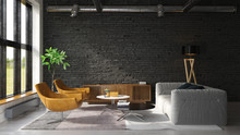 Interior Of Modern Living Room 3D Rendering