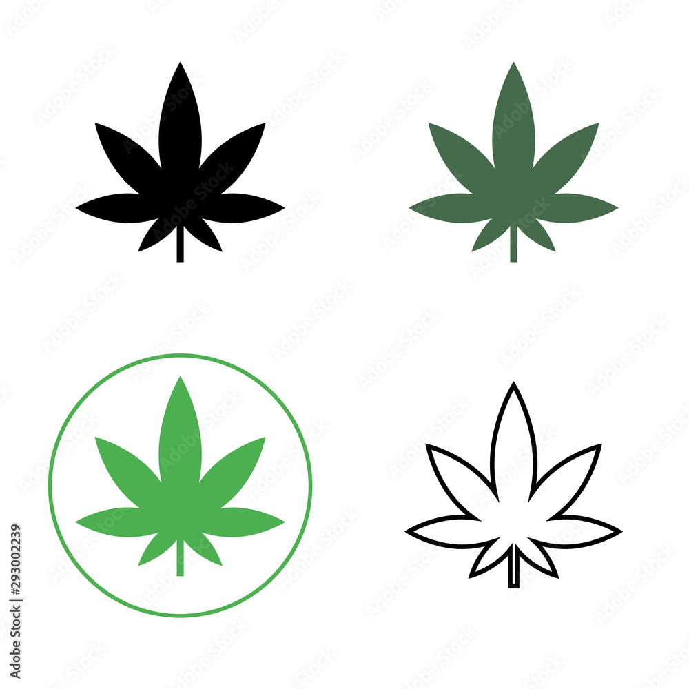 Cannabis, marijuana leaf line icon - obrazy, fototapety, plakaty 