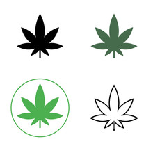 Cannabis, Marijuana Leaf Line Icon