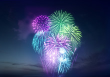 Bright And Vividly Coloured Fireworks Display Celebrations Background.