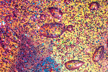 Poster - Glitter yellow and pink liquid background