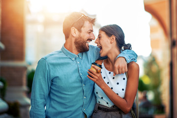 Wall Mural - Happy couple spending time together