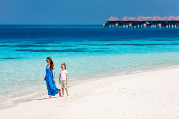 Mother and daughter at beach