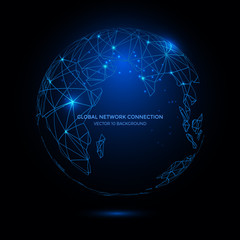 Wall Mural - connection lines around earth globe. communication technology for internet business.