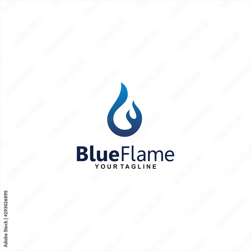 Blue flame logo design inspiration idea Stock Vector | Adobe Stock