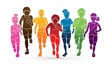 © sila5775 - Group of Children running together cartoon graphic vector