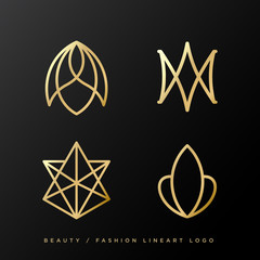 Wall Mural - set of four line art luxury fashion logo design vector