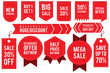 Set ribbon banner and label sticker sale offer and badge tag sale advertising