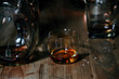 © maeching - Bartender Serve Whiskey, on wood bar,