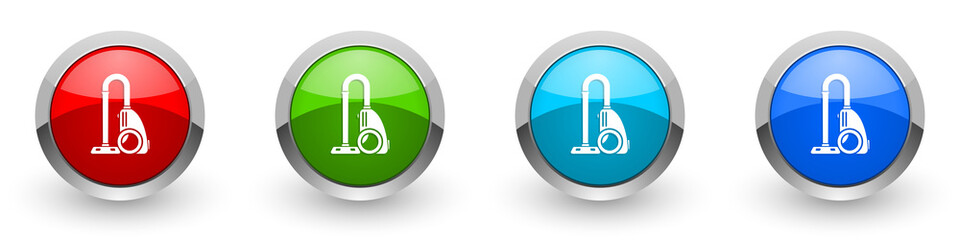 Aufkleber - Vacuum cleaner silver metallic glossy icons, red, set of modern design buttons for web, internet and mobile applications in four colors options isolated on white background