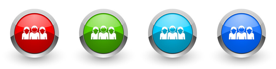 Aufkleber - People silver metallic glossy icons, red, set of modern design buttons for web, internet and mobile applications in four colors options isolated on white background