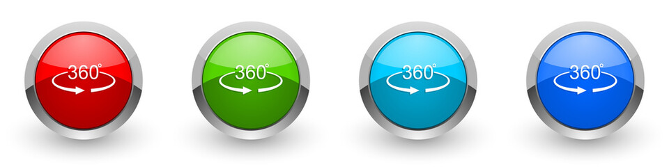 Aufkleber - Panorama 360 silver metallic glossy icons, red, set of modern design buttons for web, internet and mobile applications in four colors options isolated on white background