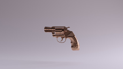 Wall Mural - Bronze Snub Nosed Pistol Left View 3d illustration 3d render