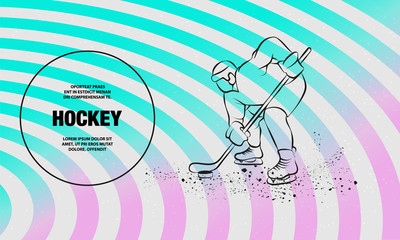 Wall Mural - Hockey player ready to play. Vector outline of Hockey sport illustration.