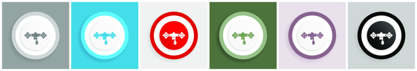 Poster - Water icon set, colorful flat design vector illustrations in 6 options for web design and mobile applications