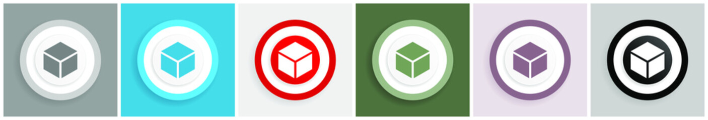 Poster - Box icon set, colorful flat design vector illustrations in 6 options for web design and mobile applications