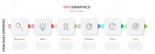 Fotografía Concept of arrow business model with 6 successive steps
