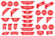 Set of special offer labels in red isolated on white background. Vector illustration