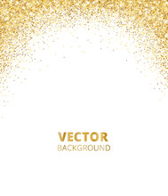 Sparkling Glitter Border, Frame. Falling Golden Dust Isolated On White Background. Vector Gold Glittering Decoration.