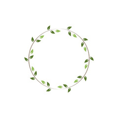 Wall Mural - Vintage floral round frames. Green decorative ivy wreath. Vector illustration