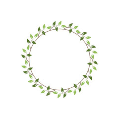 Vintage floral round frames. Green decorative ivy wreath. Vector illustration